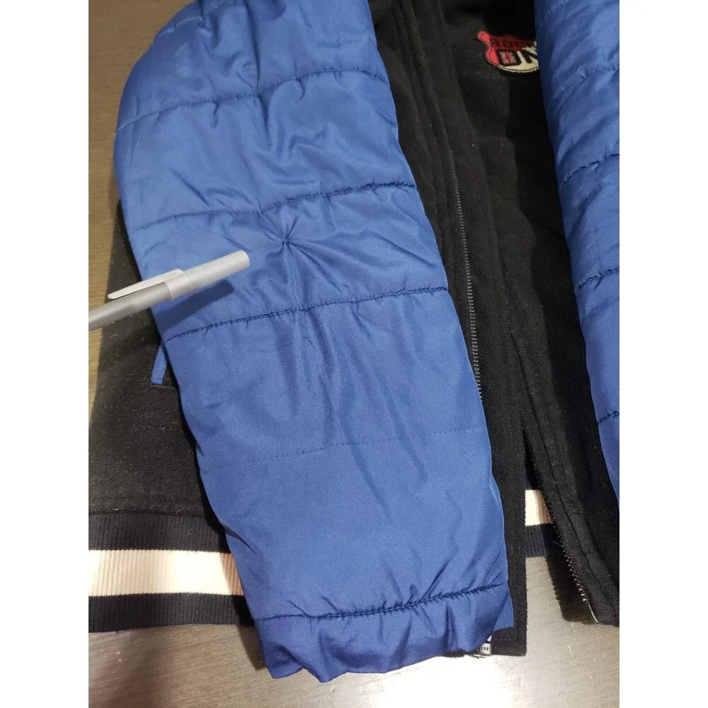 Gymboree Rock n Roll Collection Varsity Blue Black Zip Boys Warm Coat  L (10-12)